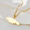 Map of Jamaica With City Pendant Necklaces for Women Men 14k Yellow Gold Jamaica Maps Chains Jewelry