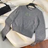 여자 스웨터 디자이너 니트웨어 24 스프링 핏 슬리밍 레터 핫 다이아몬드 라운드 목이 긴 소매 스웨터 PDLH