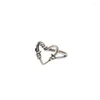 Anelli a grappolo in argento sterling 925 con cuore d'amore Anello aperto per donna Ragazza Semplice vintage design irregolare Gioielli Regalo per feste Goccia