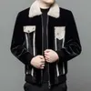 Faux Fur Mink Jacket for Men with Winter Collar Thickened Short Style Fashionable and Trendy Handsome High Designer End R5GW