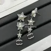 Designer Star Diamond Drop Stud Charm Perle Boucle d'oreille de luxe Double Lettre Stud Cadeau de fiançailles avec boîte