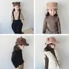 Hat for Kids Girls Autumn Child Fashion Fuzzy Hip Hop Cap Solid Teddy Velvet Thicken Warm Baseball Cap for Baby Boys 240124