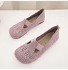 Hollowout Loafers Autumn Casual Shoes Women Flat Heel Square Toe Sneakers Summer Barefoot Shoes Moccasin Women Knitted Flats 240130