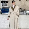 IEFB Moda Maschile Autunno Impiombato Lungo Trench Cappotto da Uomo di Alta Qualità Risvolto Allentato Giacca a Vento Doppio Petto con Cintura 9D0946 240118