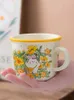 Tazze Instagram Simpatico cartone animato Tazza in ceramica Acqua Latte Colazione Fiore Cespuglio Regalo per ragazza