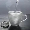 Mugs Heart Love Shape Glass Coffee Mug Cup Double Wall Drinking Tea Milk Juice Water Glasses Heat Resistant Drinkware Gift