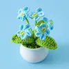 Dekorativa blommor mini söt stil diy handvävd simulering potten blomma plantering tråd virkning stickad färdig hem och trädgård prydnad