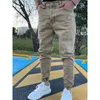 Herrmode Leggings Jeans Solid Color Leisure Sports Elastic Cotton Pants Spring and Autumn High Quality Wear 240125