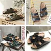 نساء السيدات Calfskin Dad Sandals Summer Designer Shoes Platforms Low Heel Wedge Diamond Buckle Slip learn