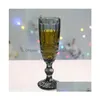 Wijnglazen Hine Pressed Vintage Gekleurde Goblet Witte Champagne Fluit Waterglas Groen Blauw Roze Goblets Cup 0619 Drop Delivery Ho Dhp4R