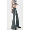 American High Street Spicy Girls Low Midje Jean Autumn Vintage Y2K Design Sense Slim Fit Straight Tube Micro Flare Pants 240129