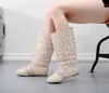 Buty duże rozmiary Spring puste buty buty jesienne Modna siatka czerwona niebieska wysoka, aby pomóc letnie damskie mieszkanie kolanowe rurkę kolanową