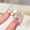 Bagues de cluster Mode 18K Rose Gold Plaqué Papillon Ouvert Bague réglable Haute Carbone Diamant 925 Sterling Argent Pour Femmes Fine Bijoux