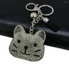 Porte-clés dessin animé coréen velours strass chat porte-clés pendentif mignon sac Meow gland femme personnalisation