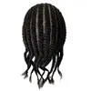 Substituição de cabelo humano virgem indiano 1b # preto afro tranças de cornrow 8x10 outubro renda durável com unidade masculina de peruca pu para homens negros