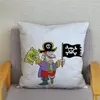 Travesseiro dos desenhos animados pirata e tesouro baú lance capa 45/45cm cobre travesseiros de pelúcia casos sofá decoração de casa caso