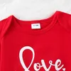 Rompers Toddler Baby Sweatshirt Romper Valentine Letter Stripe Print Long Sleeve Jumpsuit For Born Girl Boy Cute Clothes