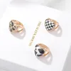 Cluster Rings Fashion Cute Black White Colors Plaid Leopard Print Geometric Heart Irregular Hollow Metal Ring For Women Girl Party Jewelry