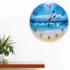 Zegary ścienne Blue Ocean Beach Waves Naturalny dekoracyjny zegar niestandardowy