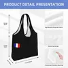 Shoppingväskor franska flagga frankrike stolthet livsmedelsväska canvas shoppare tote axel stor kapacitet hållbara patriotiska handväskor