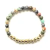 MG2053 New Design 6 MM Shoushan Jasper African Turquoise Gray Larvikite Bracelet Womens Cooper Beads Yoga Wrist Mala