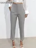 Women's Pants Aonibeier Elegant Grey Women Ankle Traf 2024 Spring Zipper High Waisted Office Lady Suit Pant Female Trousers Y2K Casual