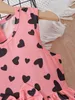 Robes de fille Evryday Toddler Girls Love Heart Print Robe sans manches avec décoration Bowknot Chapeau assorti pour la fête d'été