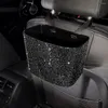 Organizzatore per auto appeso pattumiera glitterata veicolo bling ABS strass custodia per polvere scatola di immagazzinaggio contenitore accessori per interni auto