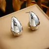 Pendientes de aro DIEYURO 316L de acero inoxidable, lágrima de Color dorado y plateado para mujer, joyería impermeable a la moda, regalo de vacaciones