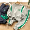 Clothing Sets Autumn Children Boy Clothes Casual Patchwork 2 Pieces Teenage Sweater Pullover Top Pant Outfit Sports Tracksuits Loungewear