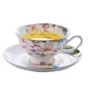 Conjunto de xícara de chá vintage de porcelana fina 220ML, artesanato com pires, cafeteira de porcelana e 240129