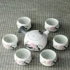Наборы чайной посуды Чайник «Красный лес» Цзиндэчжэнь Синий и белый фарфоровый чайный сервиз Двойная термостойкая керамическая чашка кунг-фу