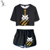 Kvinnors träningsdräkter haikyuu !! MSBY Black Jackals Women Fashion 3D Print Sexy Two Piece Set Soft T-shirt och Elastic Shorts Japanese Anime