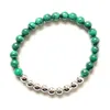 MG2041 NY DESIGN NATURLIG 6 MM 3A GRADE MALACHITE KOPPER PEADS BRACLAND WOMENS Högkvalitativ handgjorda Yoga handled mala