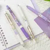 1/4 pçs bonito pequena margarida canetas neutras automáticas 0.5mm imprensa de tinta preta kawaii gel coreano papelaria para escola escritório