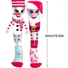 Decorações de Natal Meias Engraçadas Joelho Alto Papai Noel e Boneco de Neve Novidade Chinelo Aconchegante Feminino para Meninas Fofo