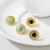 Boucles d'oreilles YACHAN 316L en acier inoxydable rond pierre naturelle mode classique rétro charme bijoux cadeau pour les femmes