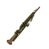 Saxophone Soprano droit d'une seule pièce, musique orientale pro vintage en laiton rose avec étui