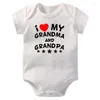 Strampler „I Love My Opa And GrandmaMy Auntie Loves Me“, bedruckt, für Jungen und Mädchen, Kleinkind-Spielanzüge, einteilig, hübscher Baby-Kind-Strampler-Body