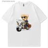 Homens camisetas T-shirts de algodão oversized homens esportes de alta qualidade entusiasta da motocicleta teddy rider tshirt verão impressão casual manga curta tees t240202