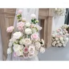 Flores decorativas rosa artificial 230 80cm decoração de casamento mesa peça central linha rosa branco corredor flor pano de fundo