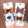 Hair Accessories Glitter Bows With Pumpkin Hairgrips Halloween Clips For Gilrs Dance Party Barrettes