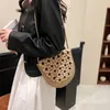 Carey Kay Women Woven Shoulder Bags 대용량 자기 버클 꽃 크로스 바디 가방 여성 쇼핑 캐주얼 매일 240127