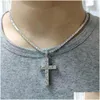 Hänge halsband Shinning Diamond Stone Crucifix Cross Pendants Halsband Rostfritt stål smycken Platinum Platerade män Kvinnor Älskarpresent Dhiom