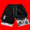 Shorts masculinos y2k verão homens streetwear anime berserk oversize ativo atlético ginásio calças curtas treinamento fitness treino roupas de pista