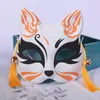 Parti Malzemeleri Japon elle boyanmış Kabuki Kitsune Foxes Maskeler Anime Cosplay Cadılar Bayramı Kostüm Elastik Kemer