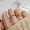 Женское кольцо из титановой стали с полным бриллиантом, дизайнерские модные полые открывающиеся кольца, винтажные золотые кольца из сплава ворот победы, регулируемый размер