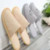 Pantoufles jetables, chaussures d'invités pour la maison, pantoufles en coton, lin, hôtel, Spa, jaune, gris, confortables, respirantes, douces, antidérapantes, 0202