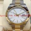 Erkek Bilek Watche Datejust 41mm 126303 Bi Renkli Erkekler Otomatik Makine İzle Beyaz Kadran Paslanmaz Çelik ve Sarı Altın M220G