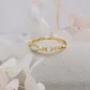 Pierścienie klastra Lamoon Vintage Bijou Opal Pierścień dla kobiet Klasyczny elegancki cienki 925 srebrny złoto plisowane akcesoria biżuterii